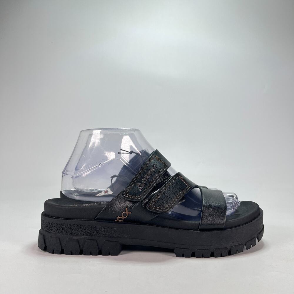 Gerry Choclo Black Platform Strappy Buckle Arch Support Sandals Women's Size 8